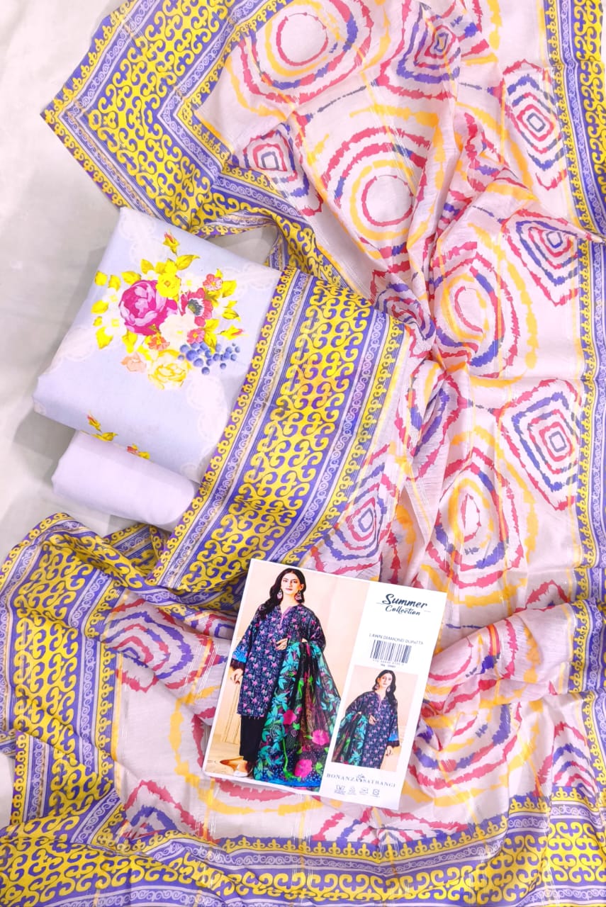 Bonanza Satrangi Digital Printed Premium 3 pieces Lawn Collection