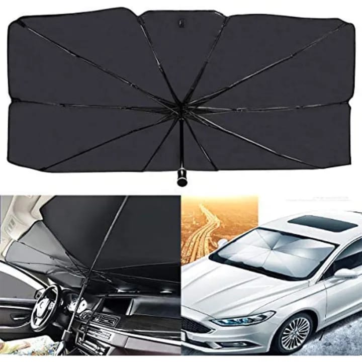 Car Umbrella - Sun Shade Cover for Windshield - UV Reflecting Foldable Front Car Sunshade Umbrella