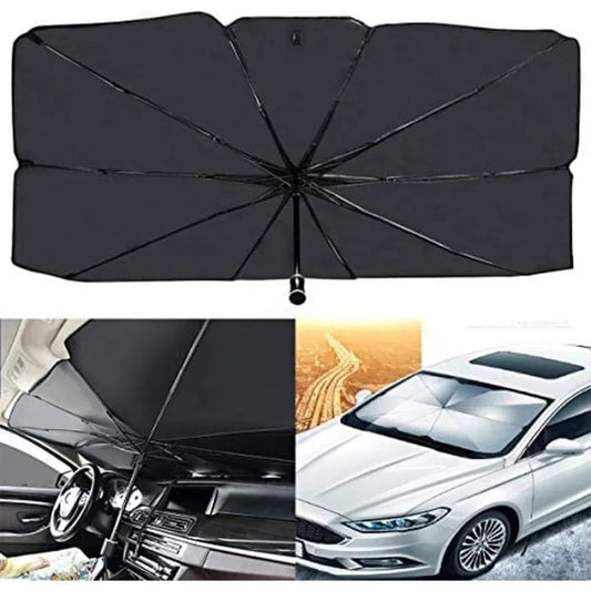 Car Umbrella - Sun Shade Cover for Windshield - UV Reflecting Foldable Front Car Sunshade Umbrella