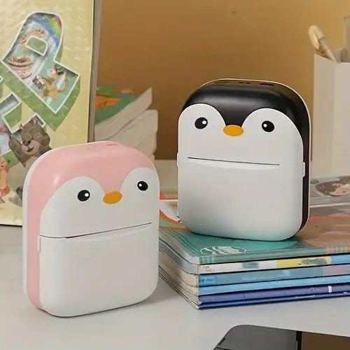 Mini printer C9 Small Portable Rechargeable Printer With Cute Penguin Design, Including A Roll Of Thermal printer Paper