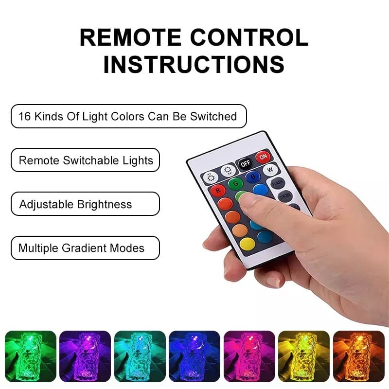 Rose Crystal Rechargeable Table Lamp, Diamond Touch Sensor Battery Desk Lamp, LED Romantic Desk Light, RGB Remote Control Night Light Projection Table Lamp, Decorative Lamp