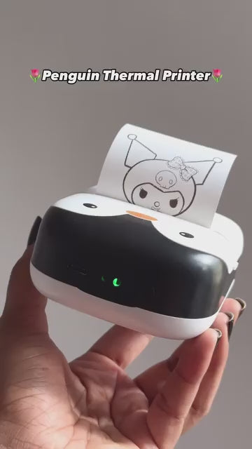 Mini printer C9 Small Portable Rechargeable Printer With Cute Penguin Design, Including A Roll Of Thermal printer Paper